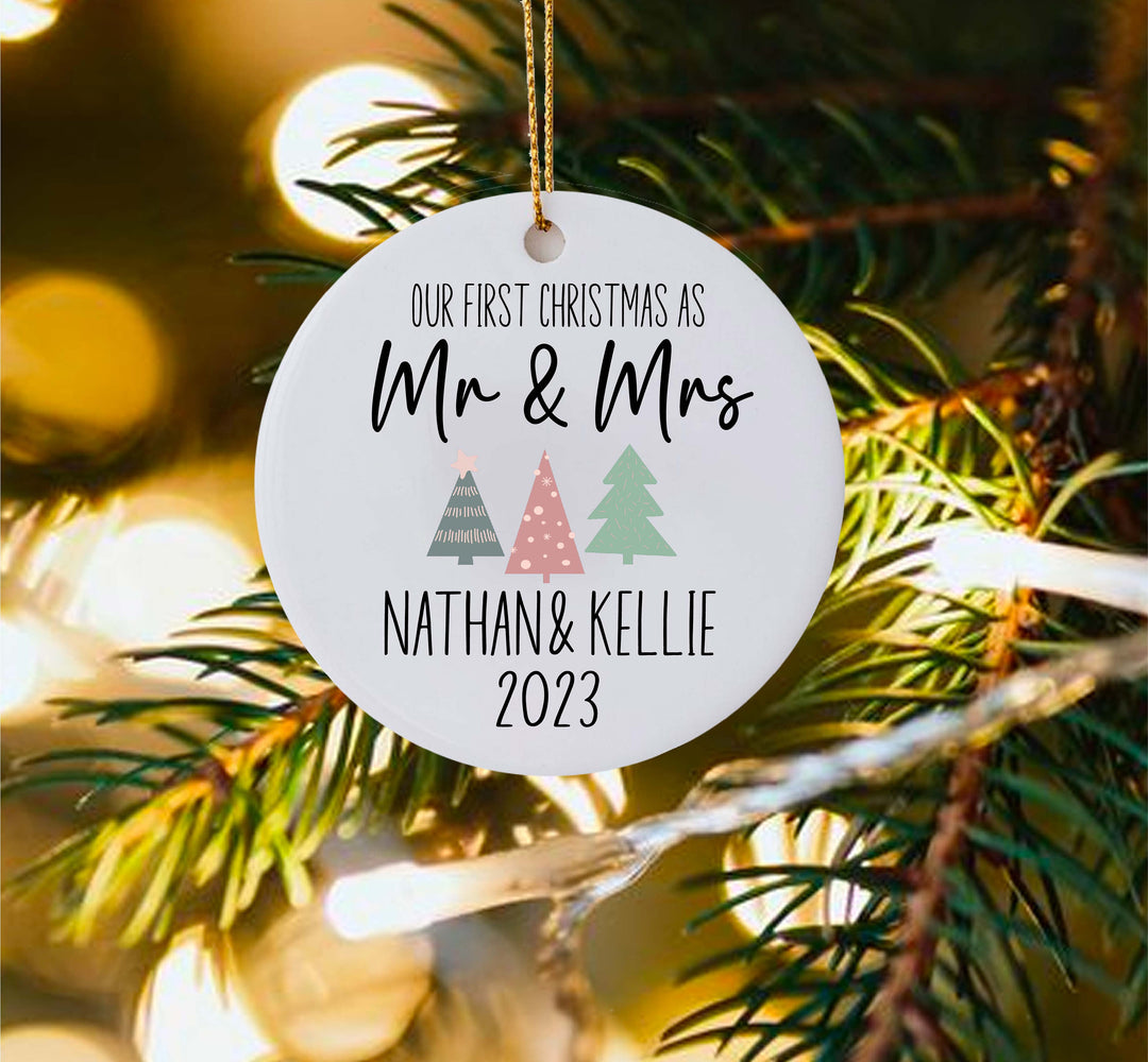 Our First Christmas Ornament Personalized Mr and Mrs Ornament