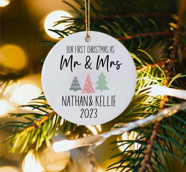 Our First Christmas Ornament Personalized Mr and Mrs Ornament
