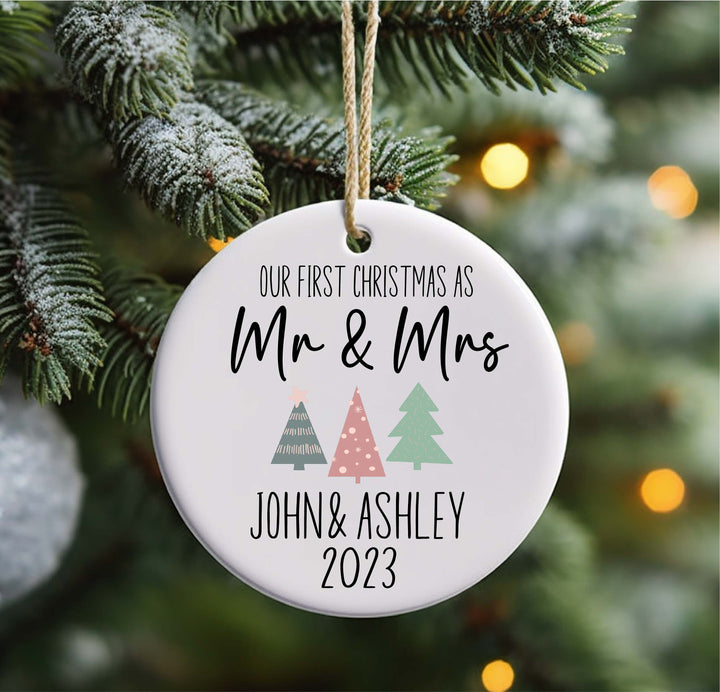 Our First Christmas Ornament Personalized Mr and Mrs Ornament