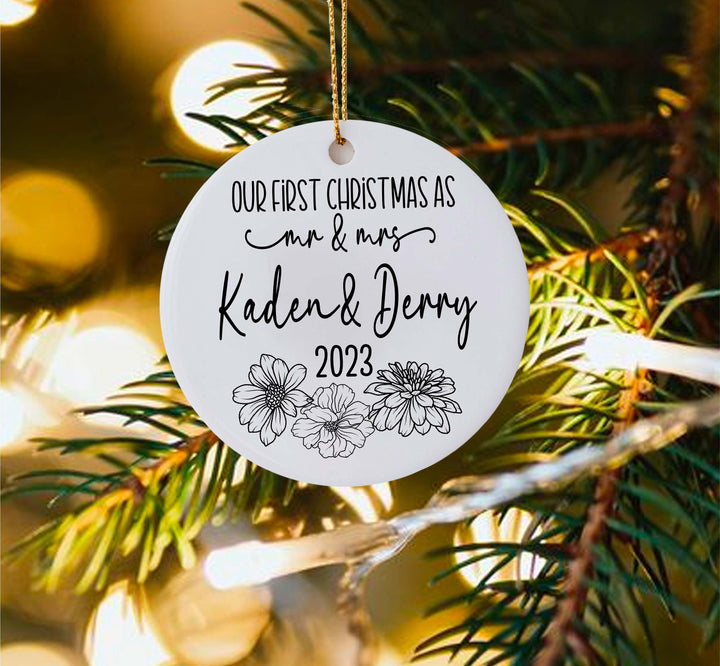 Our first Christmas as Mr and Mrs Christmas ornament Personalized Christmas Ornament Custom Christmas ornament Married Holiday ornament gift