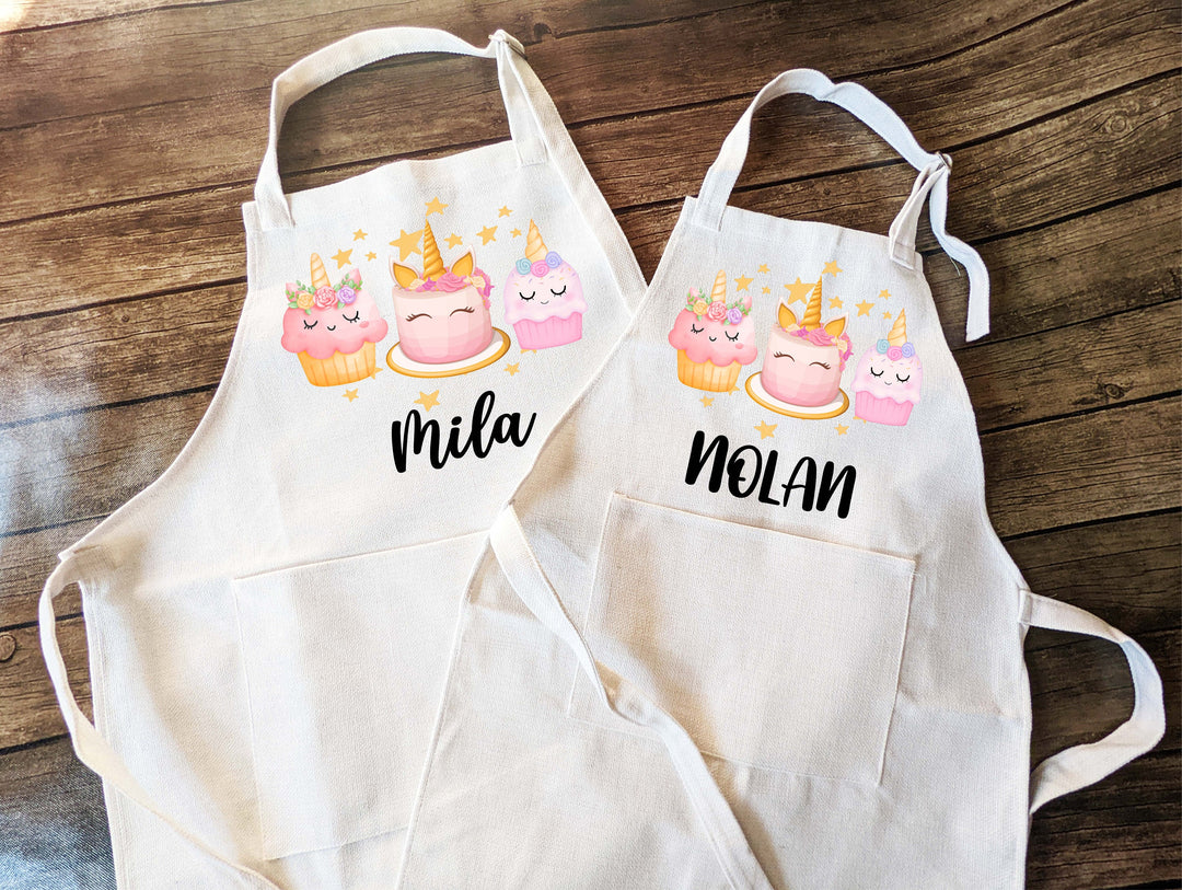Personalized Girls Apron Birthday Gift for Kids with Pocket