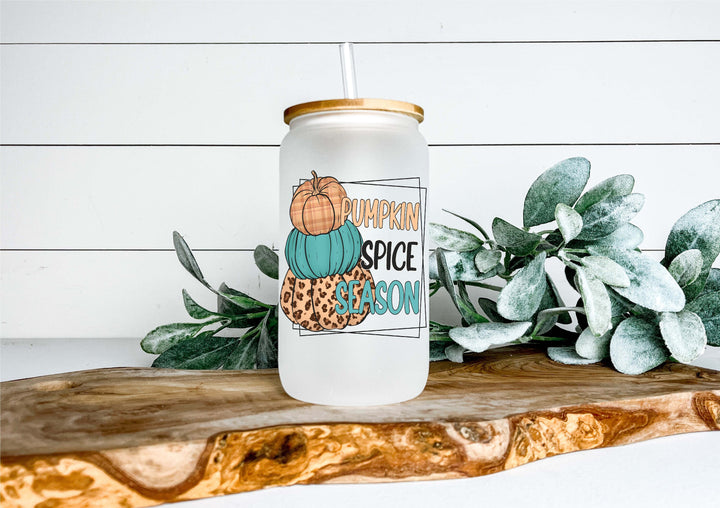 Pumpkin spice season Iced coffee cups Fall coffee cups Pumpkin spice glass can with lid and straw Fall pumpkin spice lover gifts Fall coffee