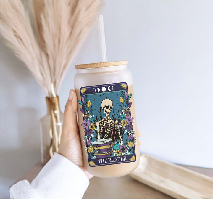 Reader Tarot Card Iced Coffee Cup with Lid and Straw