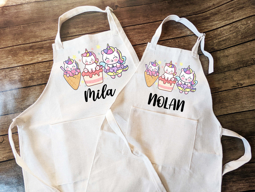 Personalized Kids Apron with Pocket - Custom Baking Apron for Girls and Boys - Cute Kitchen Gift for Children