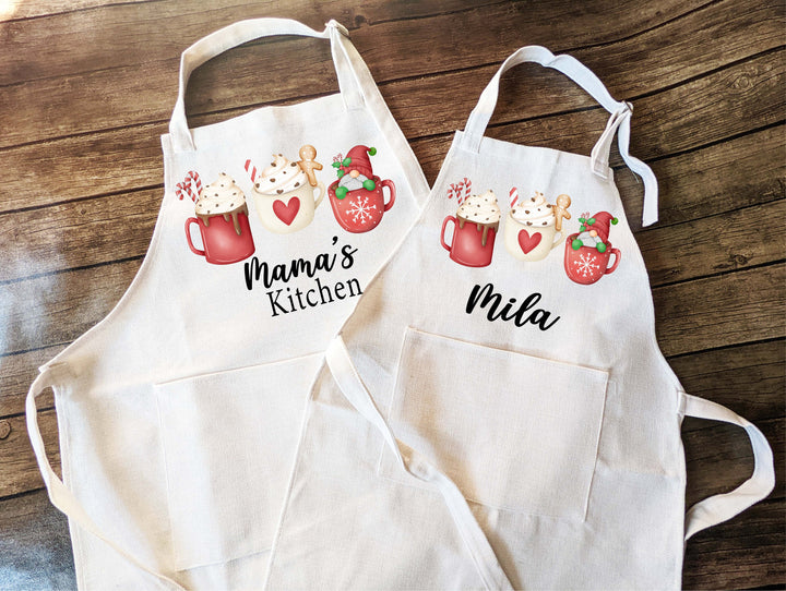 Personalized Holiday Apron for Women Christmas Gnome Crew