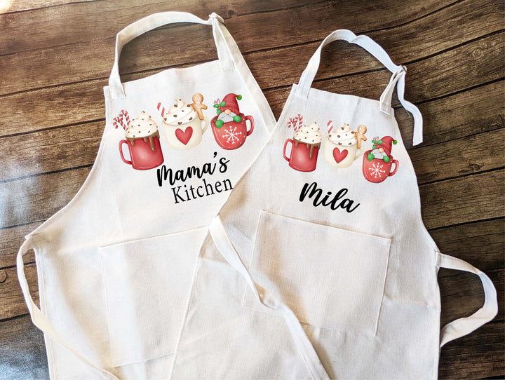 Personalized Holiday apron for women Christmas Apron for family Holiday Aprons Christmas Gnome aprons Christmas apron cookie baking crew