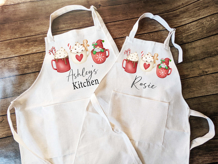 Personalized Holiday apron for women Christmas Apron for family Holiday Aprons Christmas Gnome aprons Christmas apron cookie baking crew