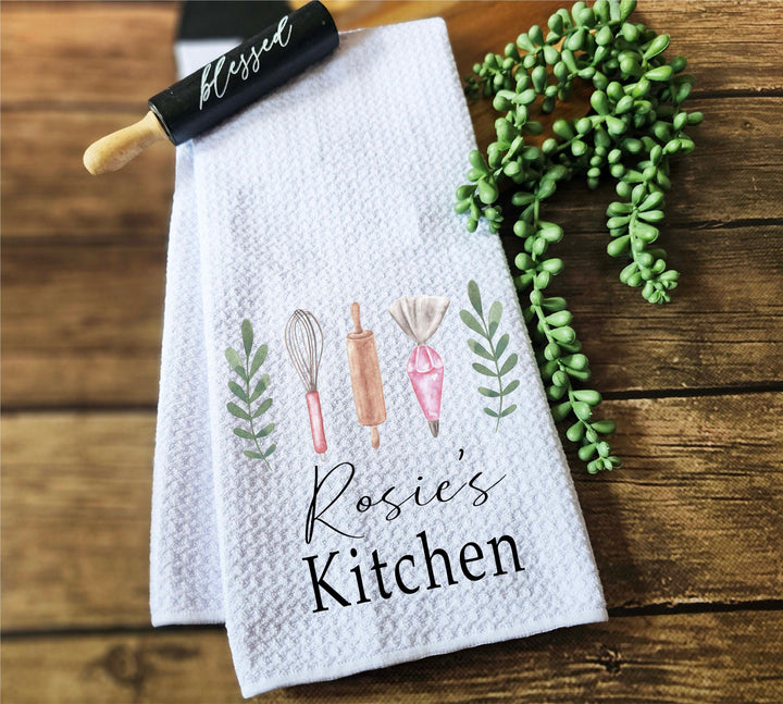 Personalized kitchen towels&nbsp;Custom Dish Towel Tea Towel&nbsp;name Kitchen decor Towels Bridal shower Custom gift for her Kitchen gift for her