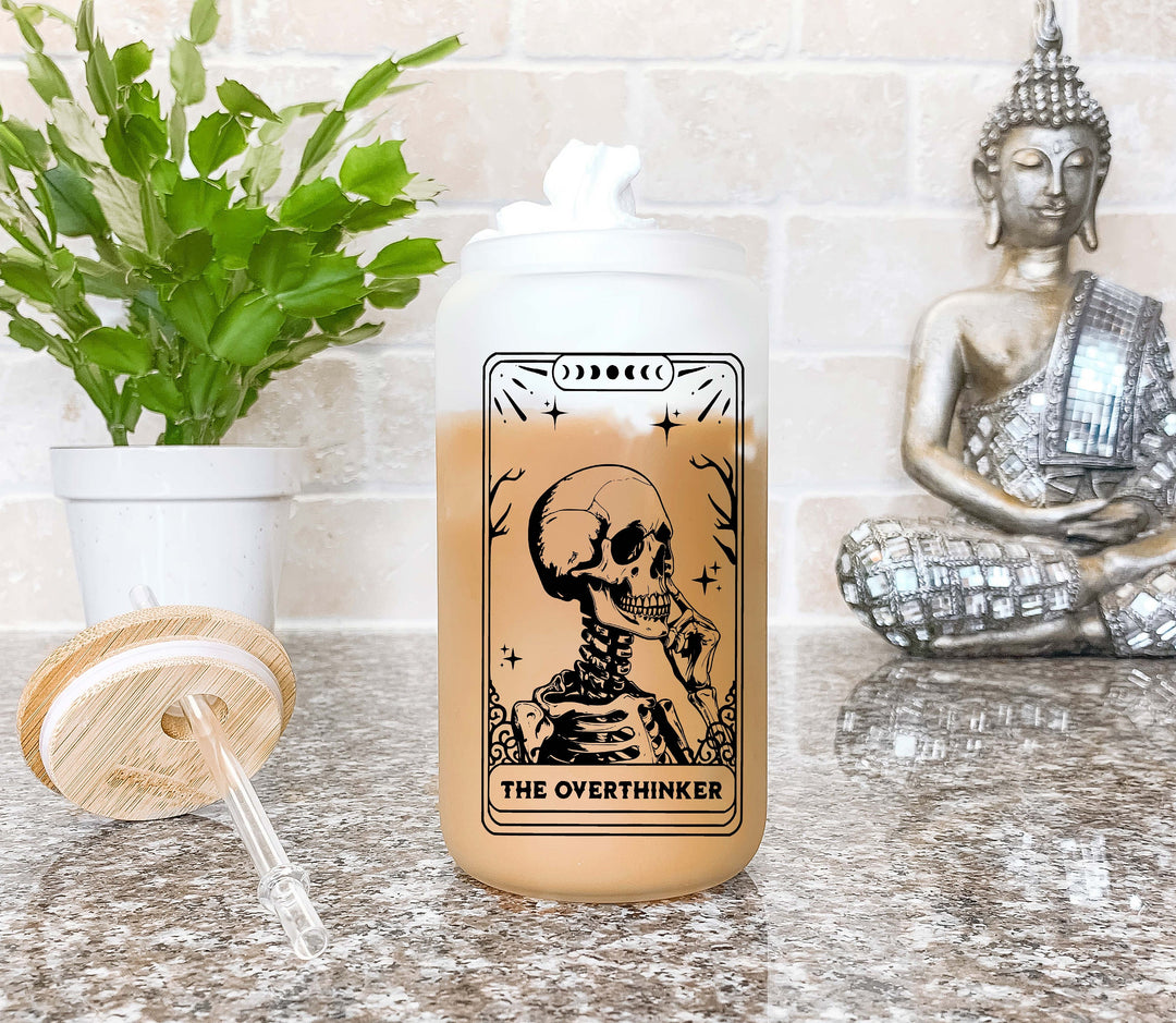 Overthinker Iced Coffee Cup With Lid And Straw Gift