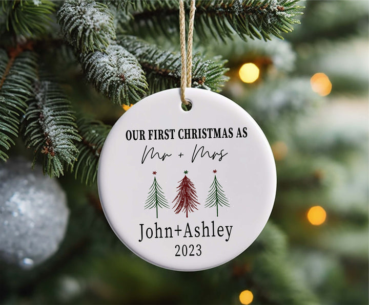 Personalized Christmas Ornament Custom Name Mr and Mrs Ornament