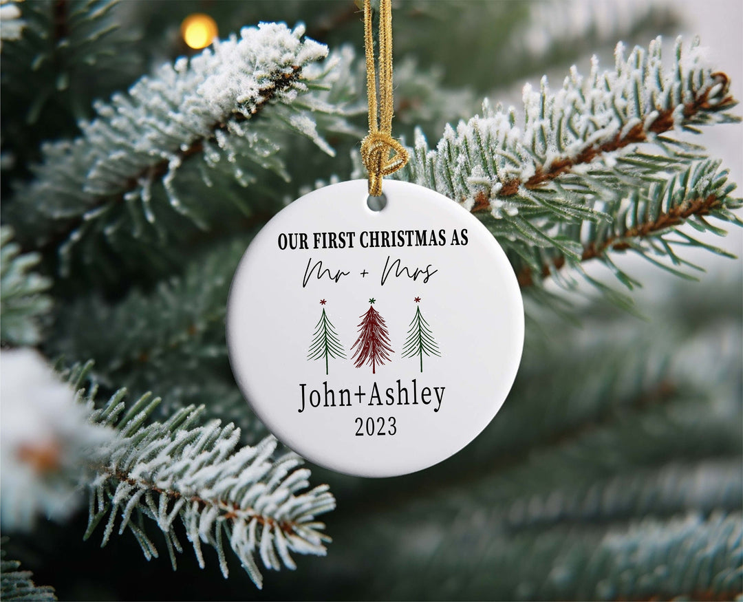 Personalized Christmas Ornament Custom Name Mr and Mrs Ornament