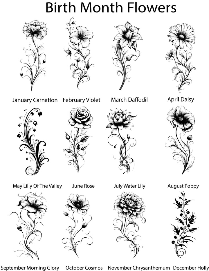 Personalized Birth Month Flower Christmas Ornament with Name