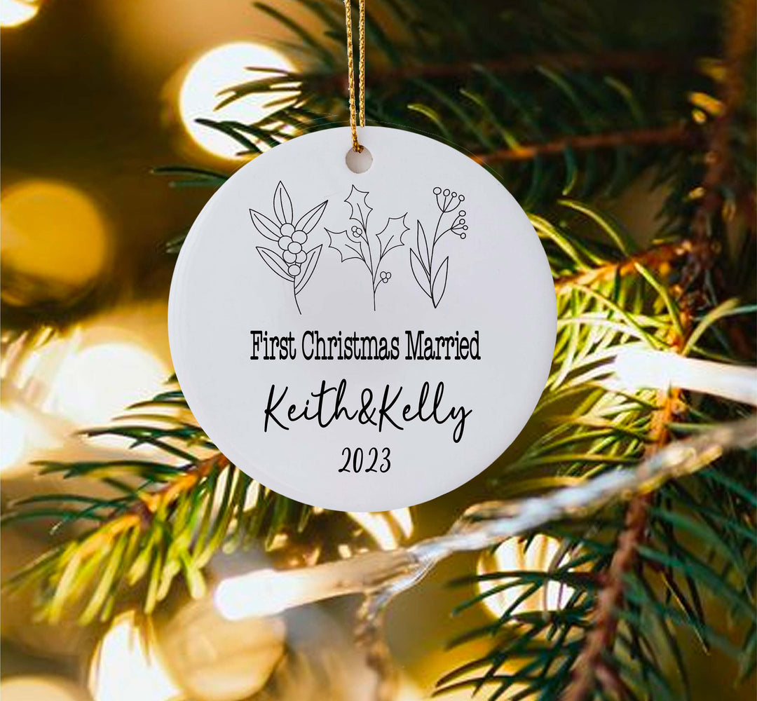 Custom name Mr and Mrs Christmas Ornament Personalized Christmas ornament Married Christmas ornament&nbsp;Our first Christmas ornament married