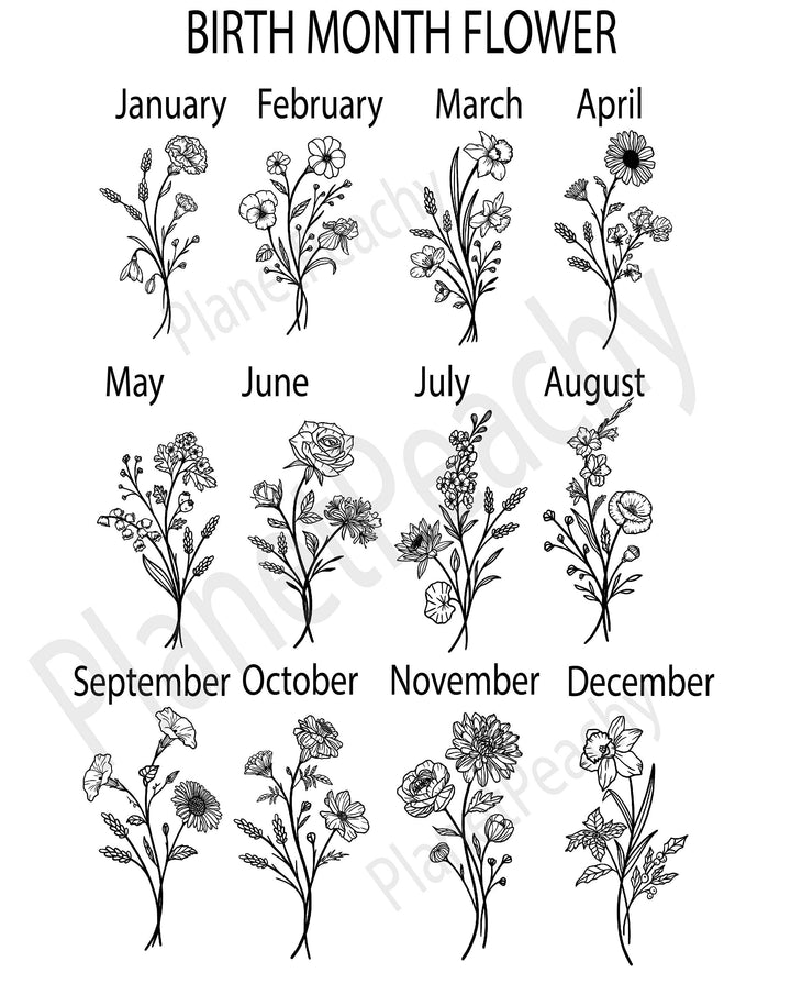 Personalized Birth Flower Iced Coffee Cup Lid & Straw