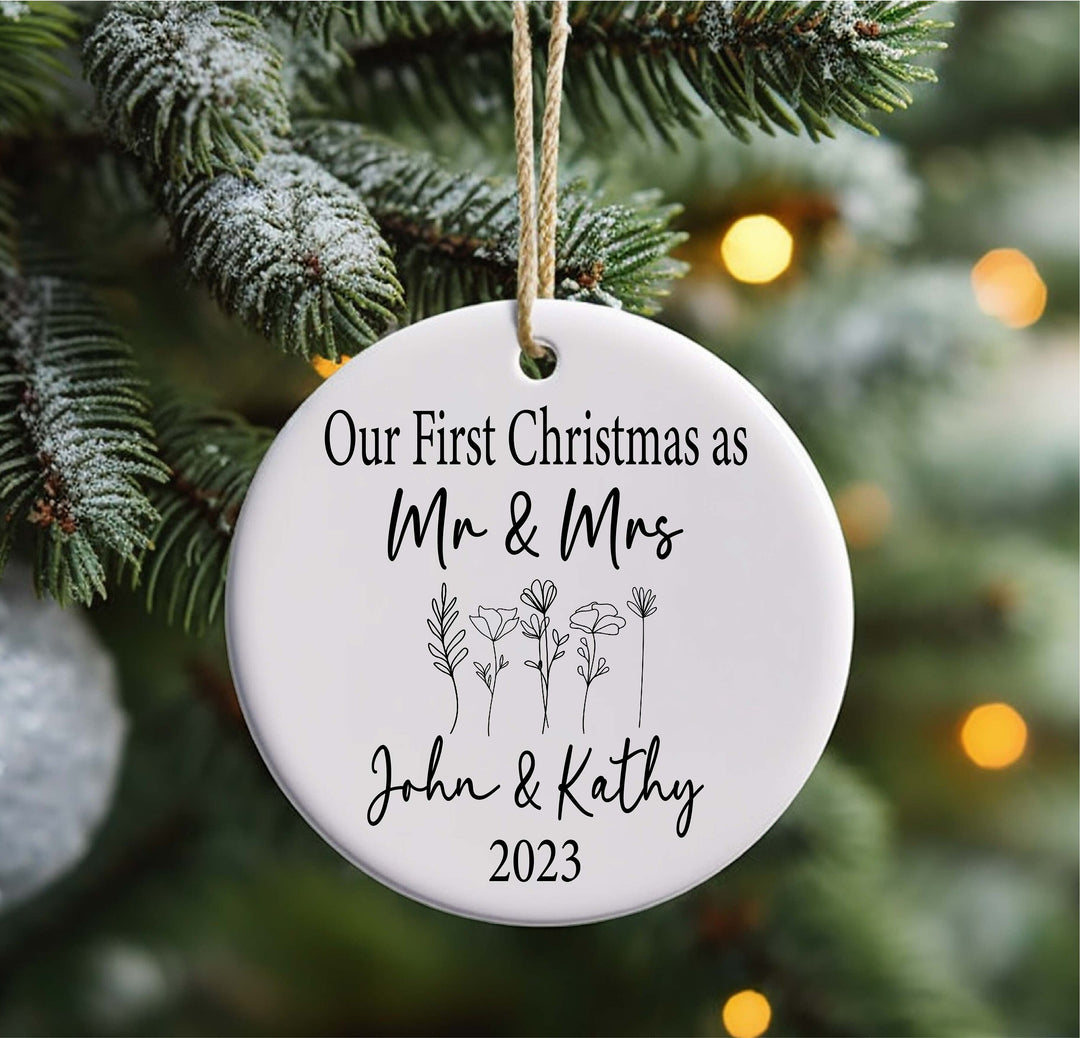 Custom name Mr and Mrs Christmas Ornament Personalized Christmas ornament Married Christmas ornament&nbsp;Our first Christmas ornament married