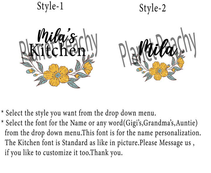 Personalized Floral Apron for Women & Kids, Baking