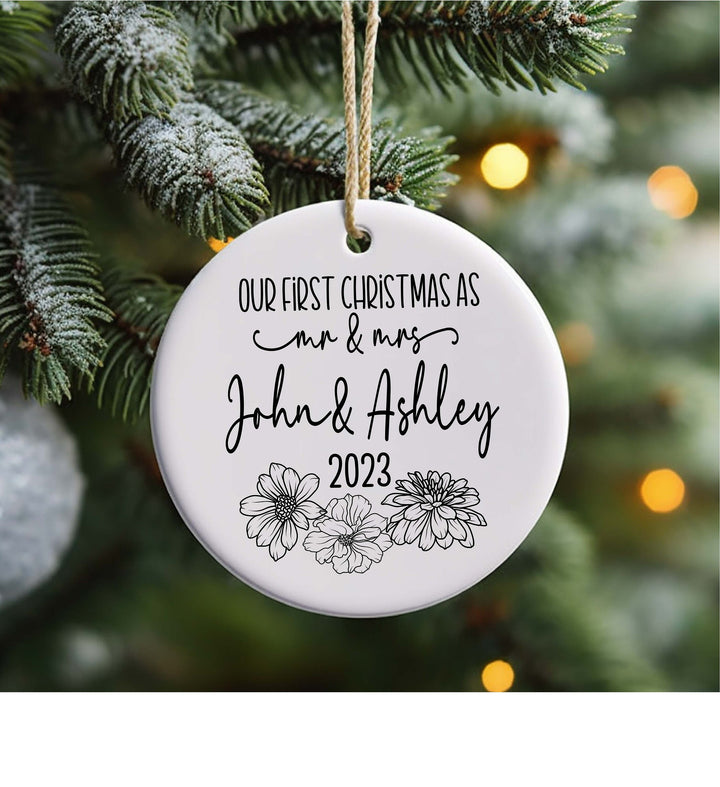 Our first Christmas as Mr and Mrs Christmas ornament Personalized Christmas Ornament Custom Christmas ornament Married Holiday ornament gift