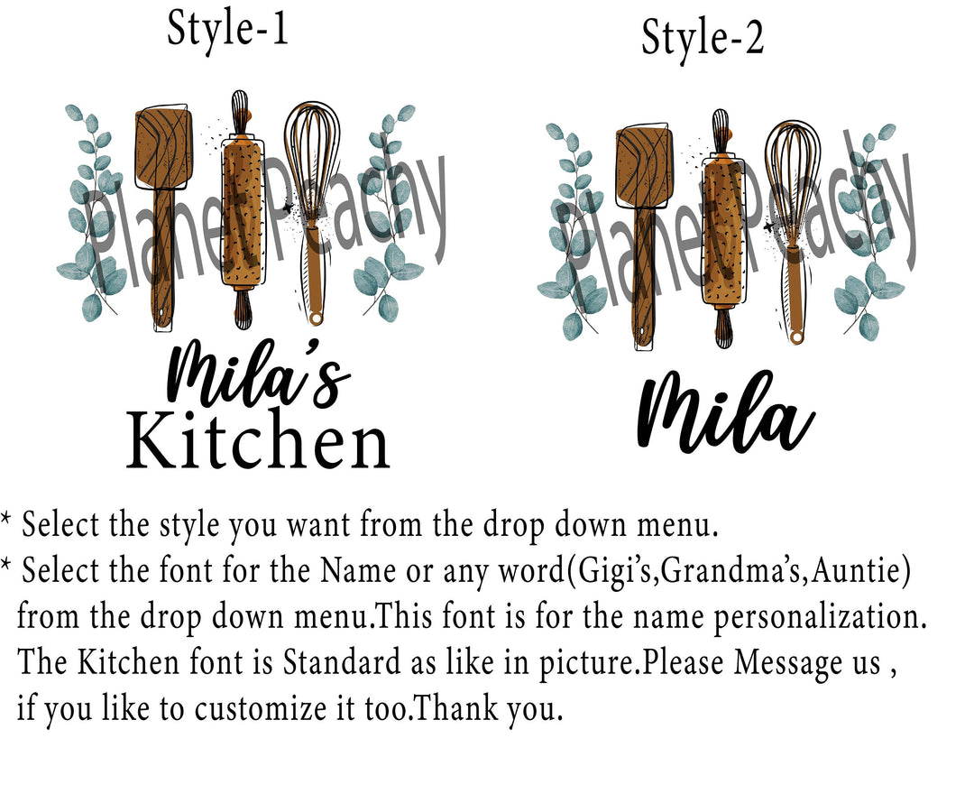 Personalized Apron for Women Kids Custom Baking Greenery