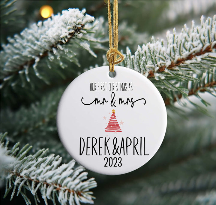 Our First Christmas Ornament Personalized Married Mr and Mrs