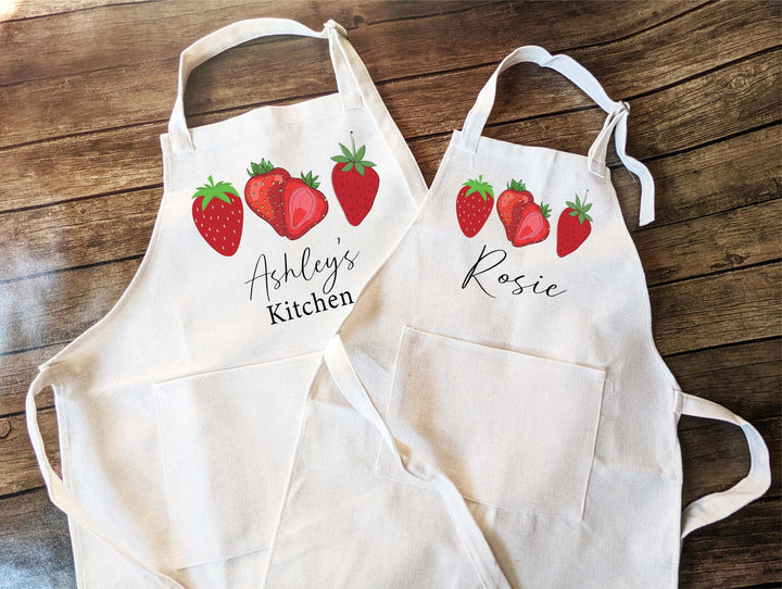 Kitchen apron for women kids with Pocket Apron Custom Cooking Apron Mom daughter matching apron Kids birthday gift Personalized Baker gift