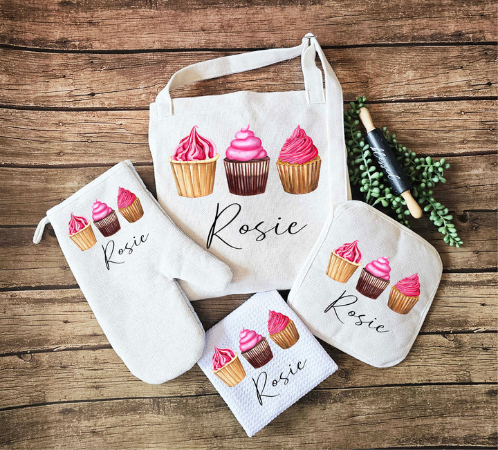 Personalized Apron, Oven Mitts, and Potholder – Perfect Kitchen Gift Set