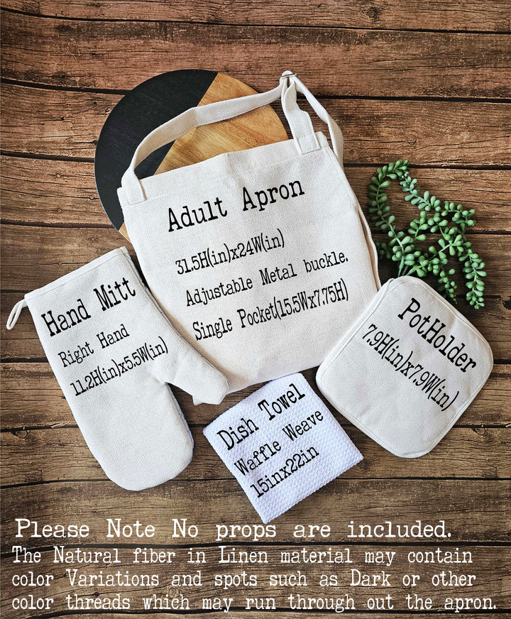 Personalized Women Apron with Pocket and Oven Mitts Set