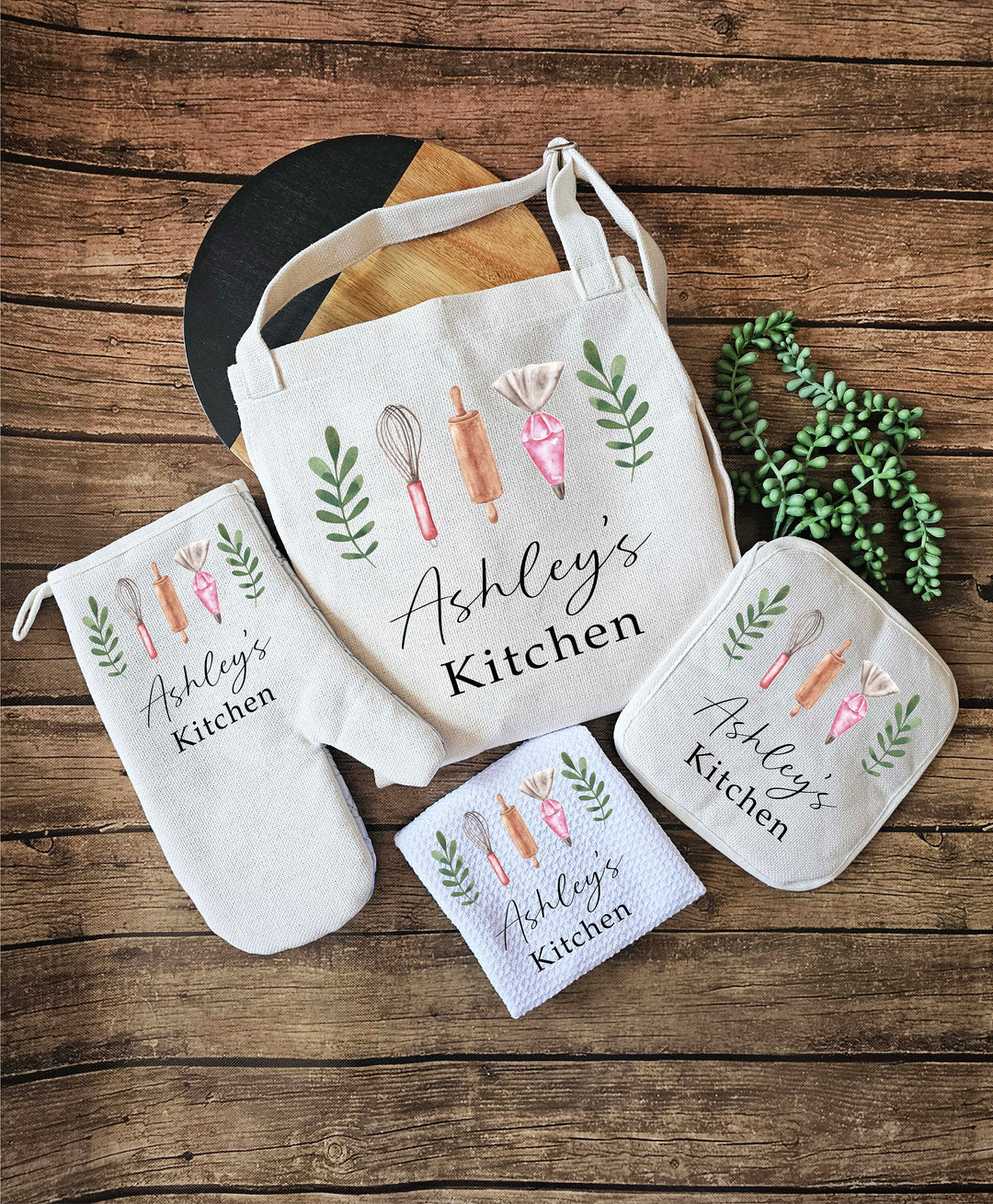 Personalized Apron for Women with Pocket Custom Oven Mitts