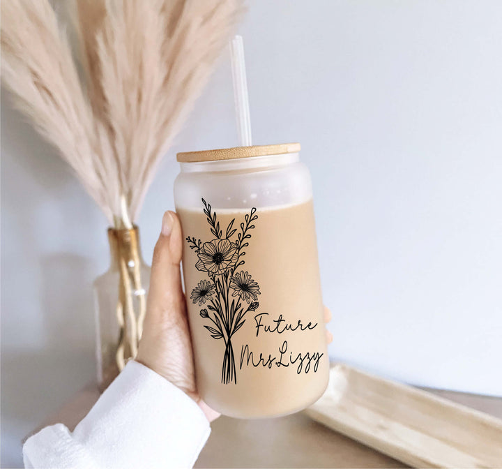 Personalized Future Mrs Iced Coffee Cup Bridal Shower Gift