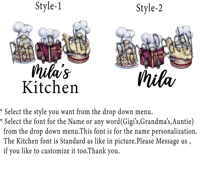 Personalized Gnome Baking Apron for Women Kids with Pocket