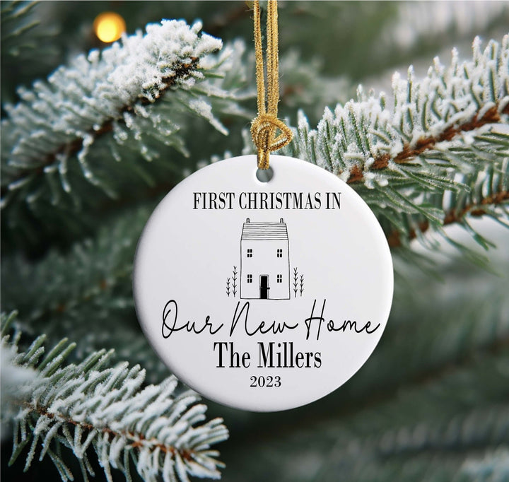 Personalized Our first Christmas at our new home Christmas ornament Housewarming gift ornament Custom Family name Christmas tree ornament