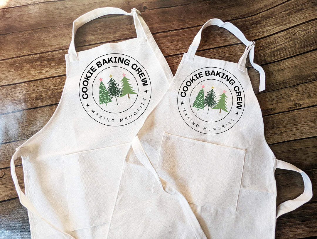 Holiday Baking Crew Aprons for Women Kids Family Set
