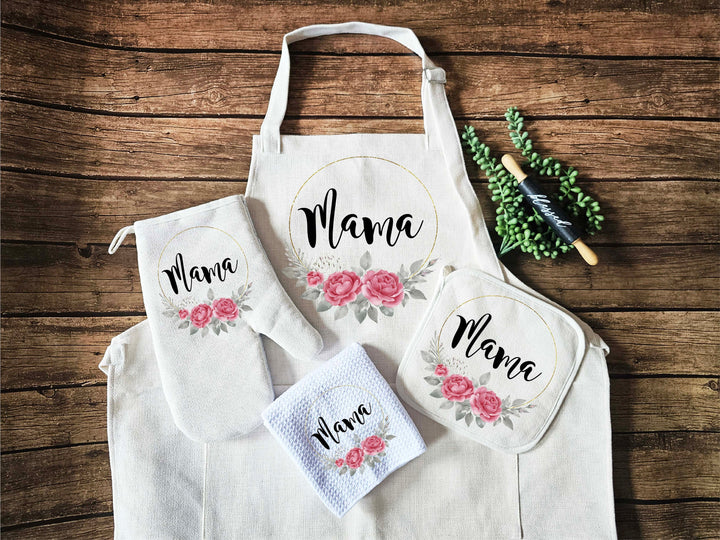 Personalized Apron for Women with Pocket Custom Oven Mitt