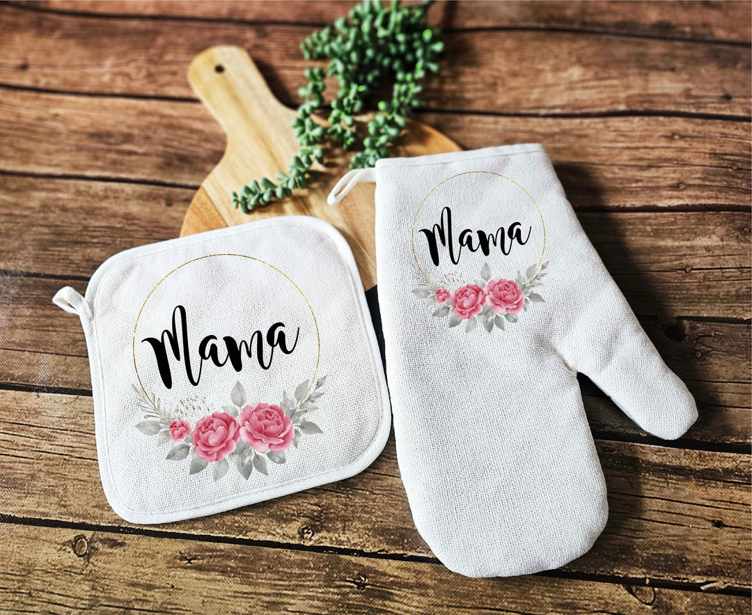 Personalized Apron for women with pocket Custom Oven mitt and Potholder Personalized dish towel Kitchen gift for her wedding Birthday Gift