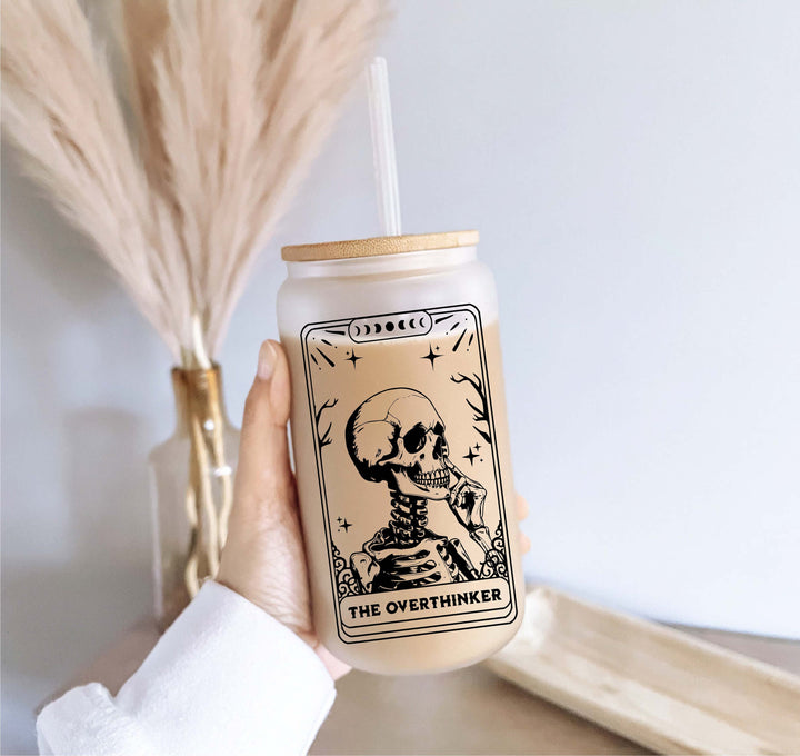 Overthinker Iced Coffee Cup With Lid And Straw Gift