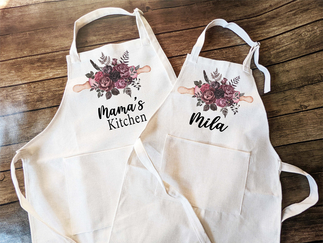 Personalized Linen Apron for Women with Pocket