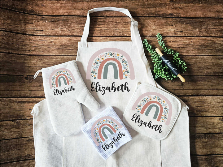 Custom Rainbow Apron for Women with Pocket Personalized Gift