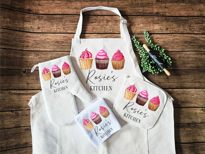 Personalized Apron, Oven Mitts, and Potholder – Perfect Kitchen Gift Set