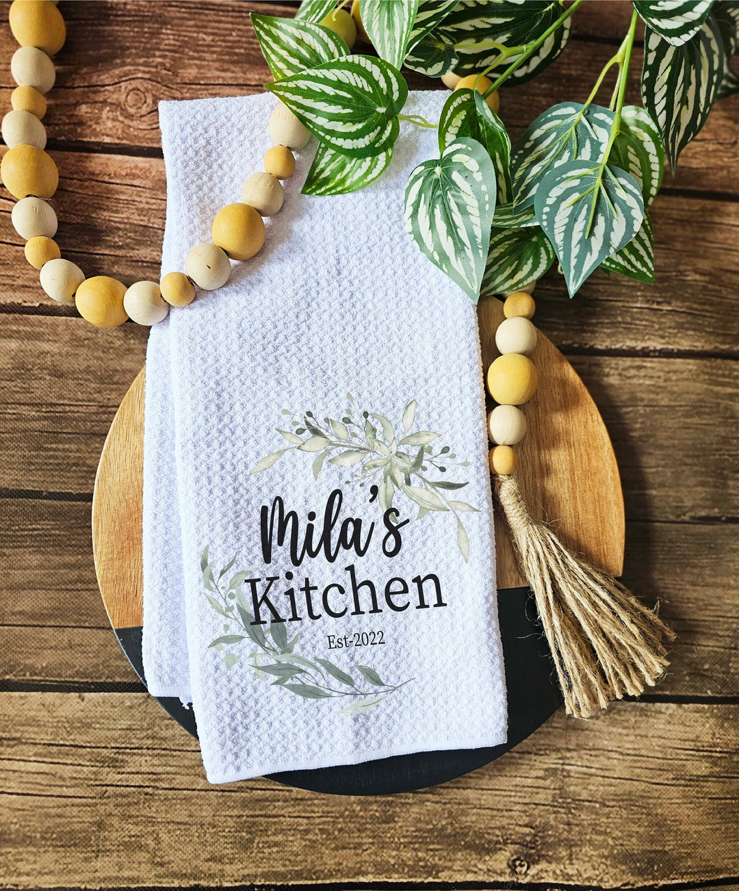 Personalized Kitchen Towel Custom Dish Towel Family Name Gift