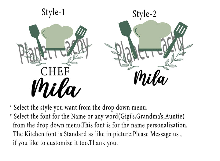 Personalized Chef Apron for Women & Kids with Pocket