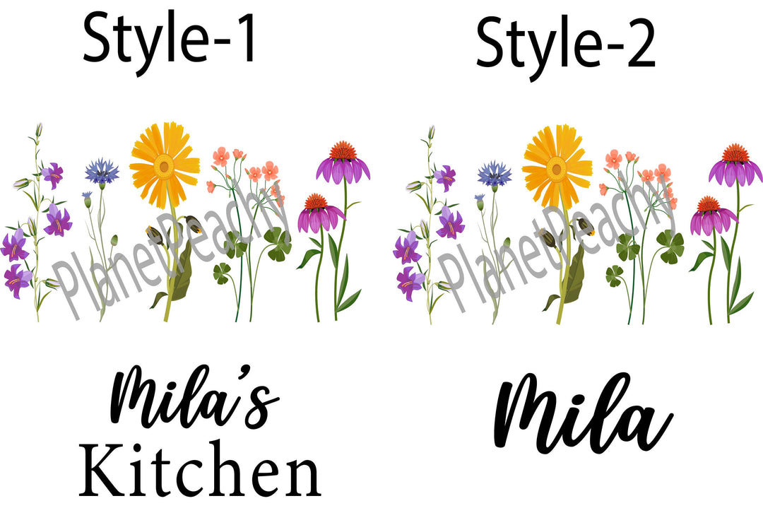 Personalized Floral Dish Towel Custom Tea Towel Kitchen Decor