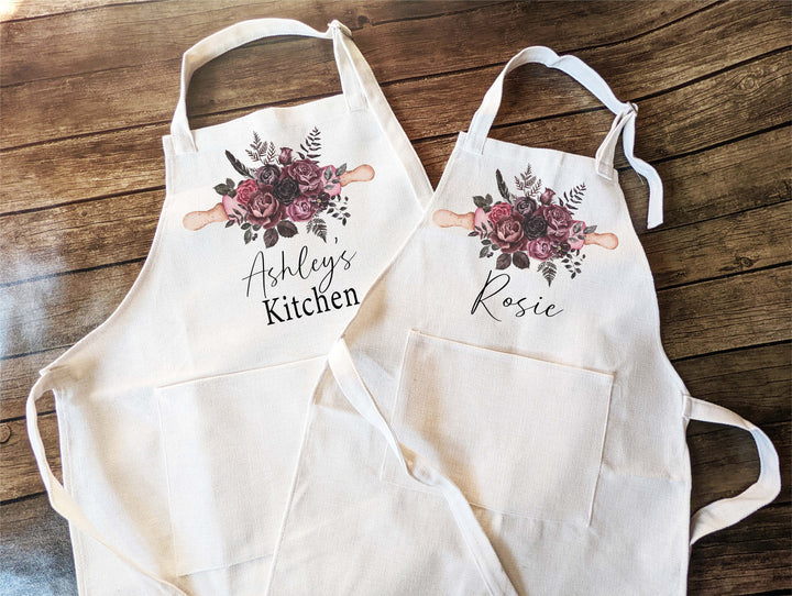 Personalized Linen Apron for Women with Pocket