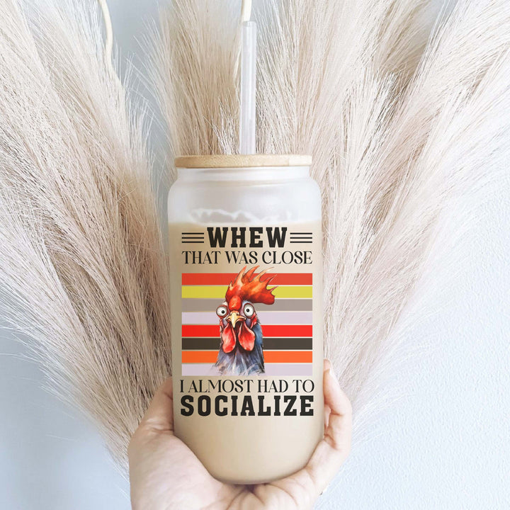 Introvert Funny Iced Coffee Glass With Lid And Straw