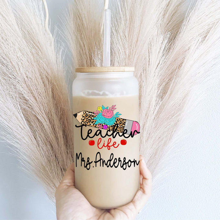 Personalized teacher iced coffee cup&nbsp;Custom Teacher life cup Teacher coffee cup with name Teacher Christmas gift Teacher Appreciation gift