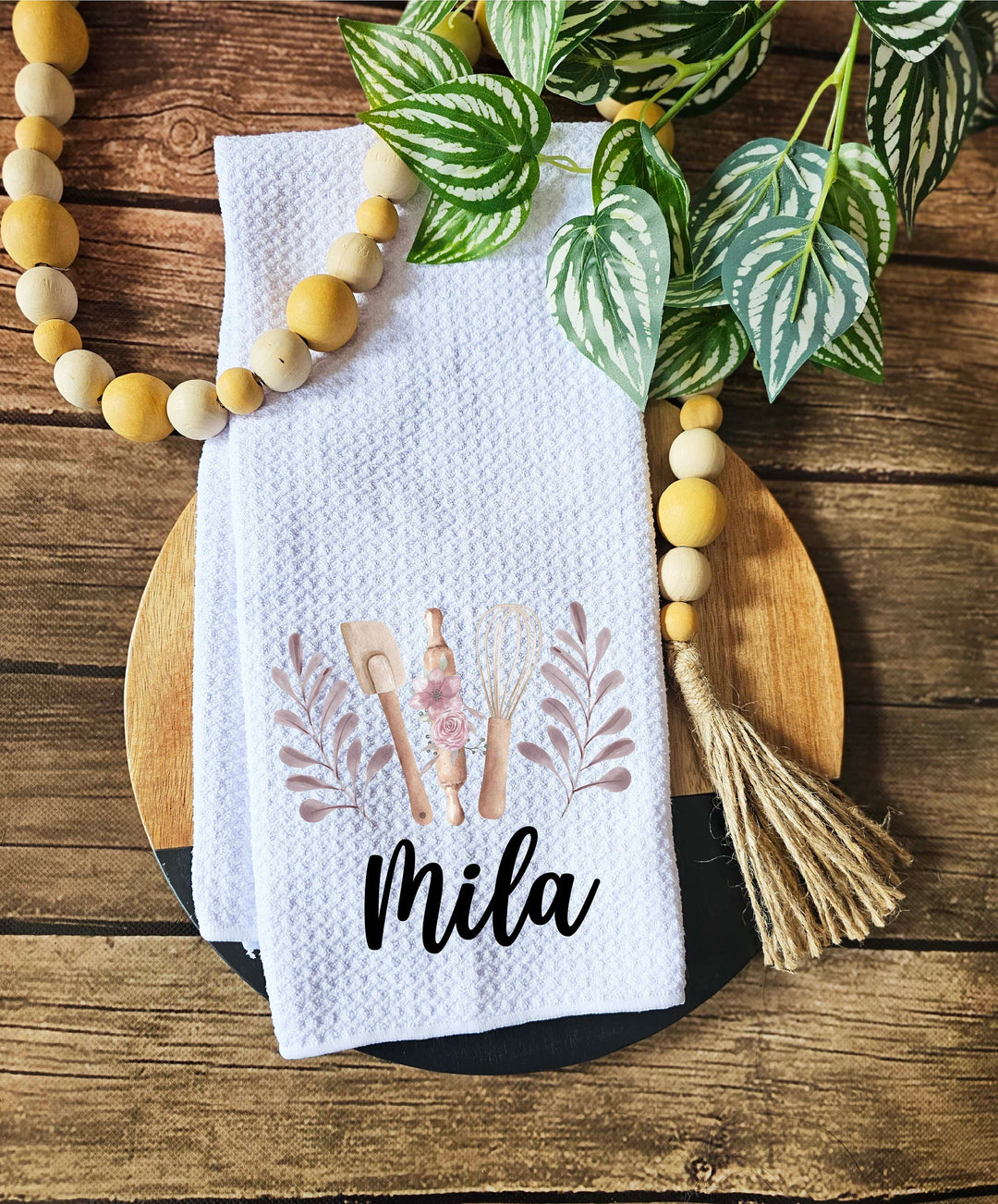 Personalized Kitchen Towel Custom Dish Towel Gift for Her