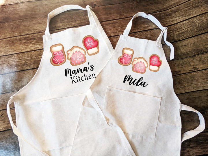 Personalized Christmas Cookie Baking Apron Set for Women