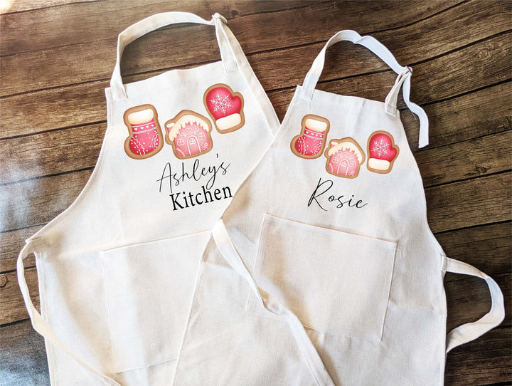 Personalized Christmas Cookie Baking Apron Set for Women