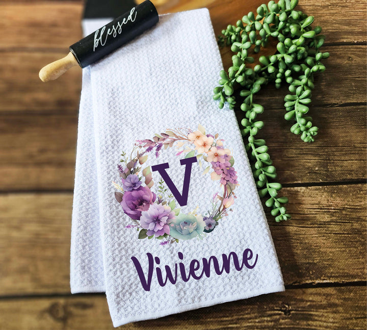 Monogram kitchen dish towel Personalized Dish Towel Tea Towel&nbsp;Customized name Kitchen decor Towels Bridal shower gift Kitchen gift for her