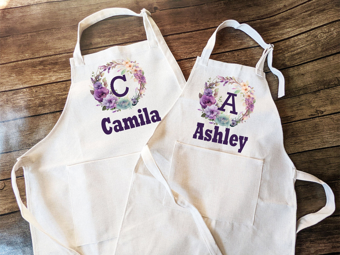 Personalized Monogram Apron for Women with Pocket, Gift Set
