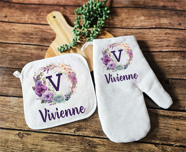 Personalized Monogram Apron for Women with Pocket, Gift Set