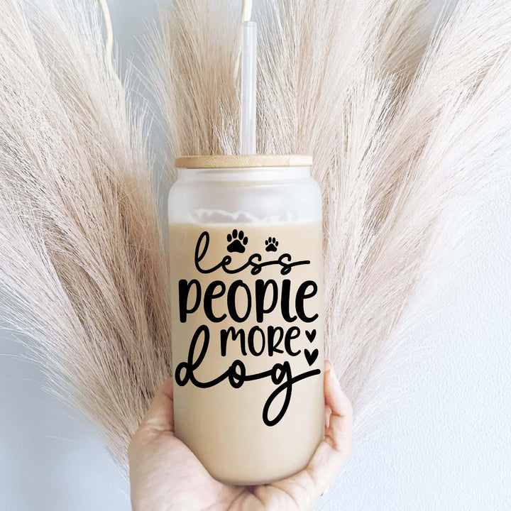 Less People More Dog Pet Mama Iced Coffee Glass Cup